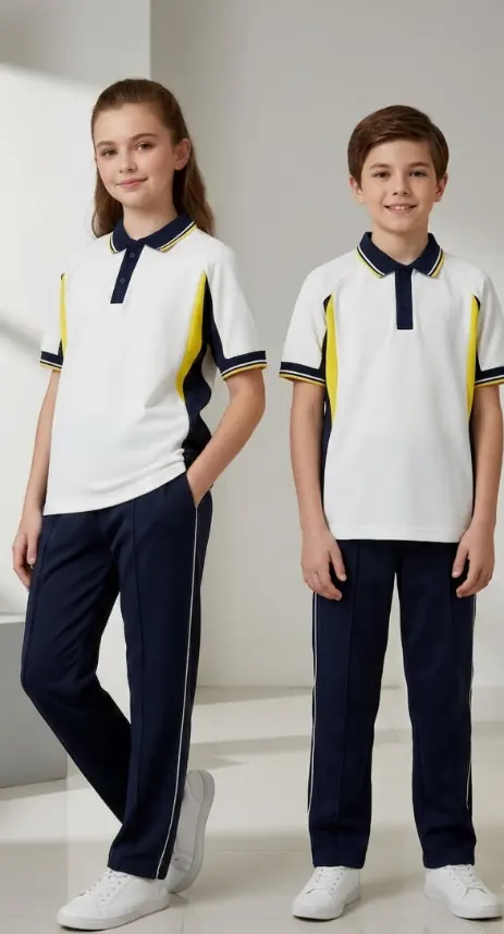 Tipped collar polo, track pant