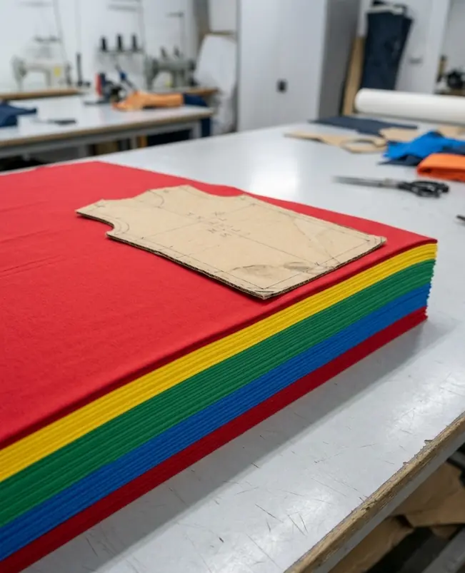 Fabric being cut